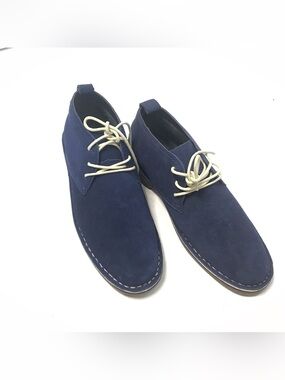 Golaiman Suede Desert Boots Size 9 Navy Blue Lace-Up Casual Chukka Shoes New